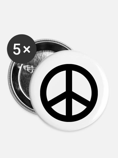 Peace Sign Hippie - Buttons klein 25 mm (5er Pack) - Weiß