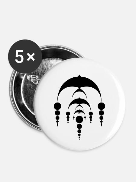 Mandala crop circles ufo space - Buttons small 1''/25 mm (5-pack) - white