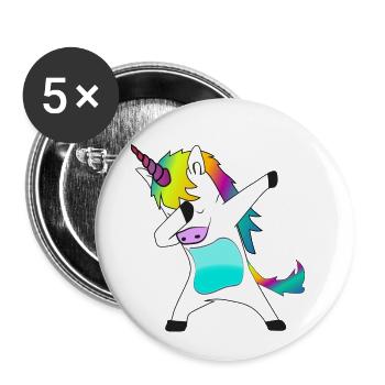 Einhorn Unicorn neon - Buttons klein 25 mm (5er Pack) - Weiß - Vorne
