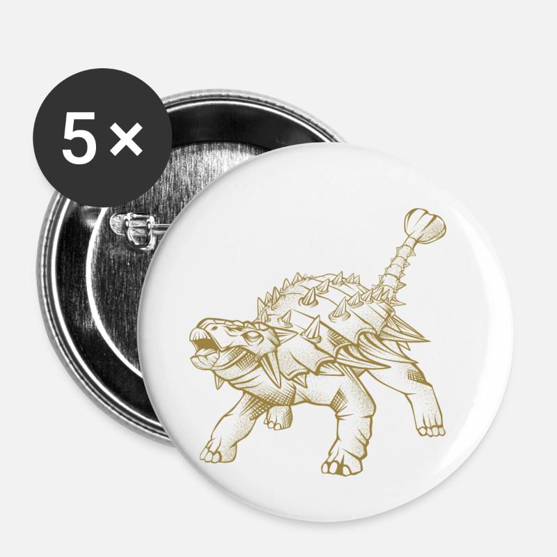 Ankylosaurus - Buttons small 1''/25 mm (5-pack) - white