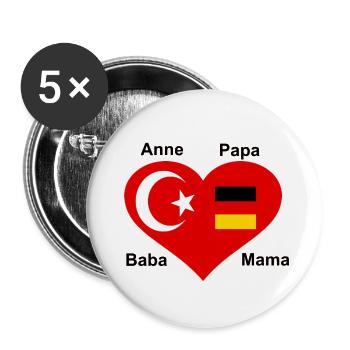 Turquie Allemagne Amitié - Lot de 5 petits badges (25 mm) - blanc - Devant
