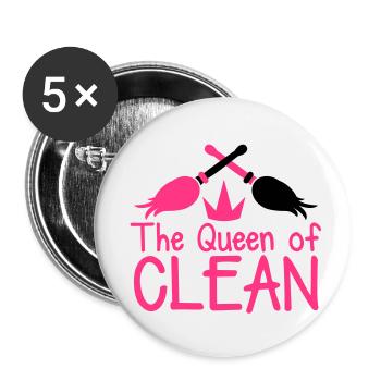 La reine de la mère CLEAN rose chaud avec des - Lot de 5 petits badges (25 mm) - blanc - Devant