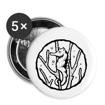 sea horse - Buttons small 1''/25 mm (5-pack) - white - Front
