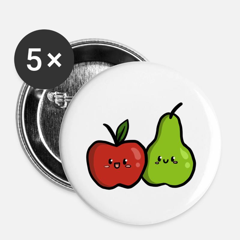 Apple pear - Buttons small 1''/25 mm (5-pack) - white