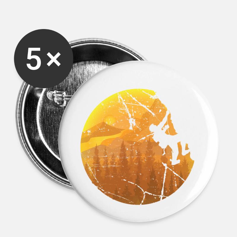 Climber gift idea mountaineer - Buttons small 1''/25 mm (5-pack) - white