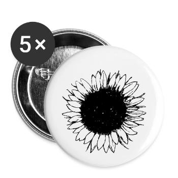 Sonnenblume - Buttons klein 25 mm (5er Pack) - Weiß - Vorne