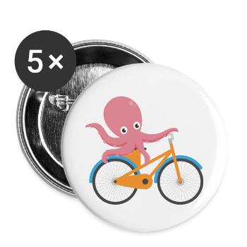 OCTOPUS SUR BIKE FUNNY T-SHIRT KIDS MEN - Lot de 5 petits badges (25 mm) - blanc - Devant