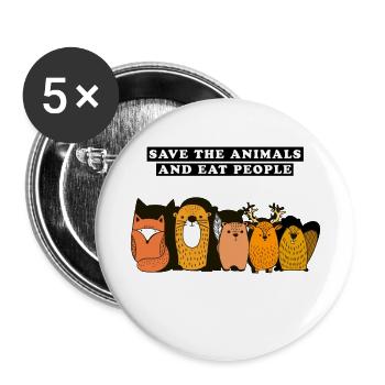 Save the animals and eat people Poison - Buttons small 1''/25 mm (5-pack) - white - Front