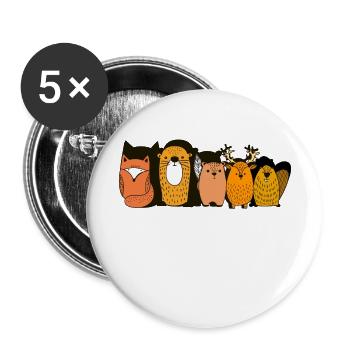 Animals of the forest Gift idea - Buttons small 1''/25 mm (5-pack) - white - Front