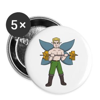 Elfe Mann Fitness Geschenk Gewichtheben Kraftsport - Buttons klein 25 mm (5er Pack) - Weiß - Vorne