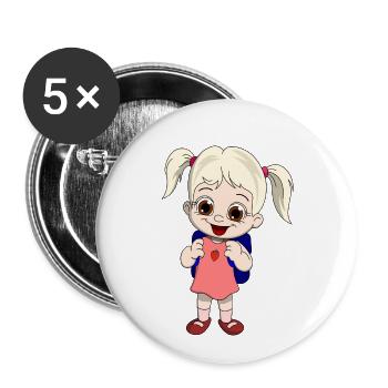 lorey.w "écolière" - Lot de 5 petits badges (25 mm) - blanc - Devant