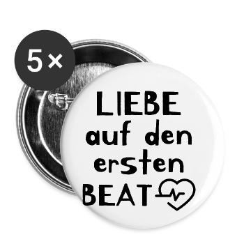 Liebe auf den ersten Beat House Techno Musik - Buttons klein 25 mm (5er Pack) - Weiß - Vorne