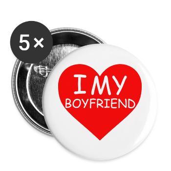 I Love My Boyfriend I Love i love Herz Geschenke - Buttons klein 25 mm (5er Pack) - Weiß - Vorne