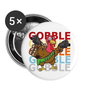 Retro Vintage Style Thanksgiving Turkey Turkey - Buttons small 1''/25 mm (5-pack) - white - Front
