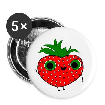 strawberry - Buttons small 1''/25 mm (5-pack) - white - Front