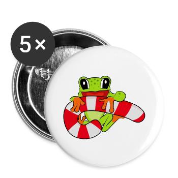 Frog Eating Candy - Frog with sweets - Buttons small 1''/25 mm (5-pack) - white - Front