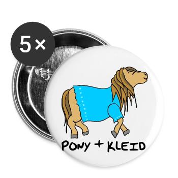 Pony und Kleid - Buttons klein 25 mm (5er Pack) - Weiß - Vorne
