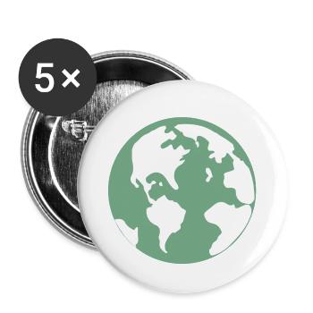 Weltkugel Globus Geschenk Geschenkidee - Buttons klein 25 mm (5er Pack) - Weiß - Vorne