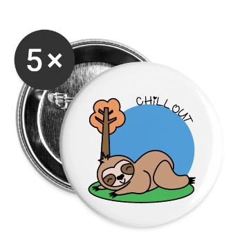 Felhy der Kawaii Faultier sagt, chill out! - Buttons klein 25 mm (5er Pack) - Weiß - Vorne