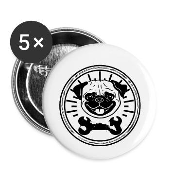 Pug crest pug - Buttons small 1''/25 mm (5-pack) - white - Front
