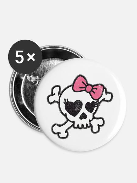 Rockabella - Buttons klein 25 mm (5er Pack) - Weiß