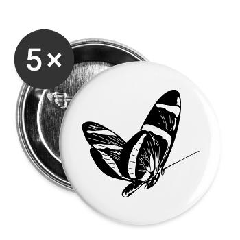 papillon - Lot de 5 petits badges (25 mm) - blanc - Devant