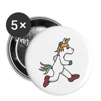 Unicorn Run Gift Training Fitness Jogging - Buttons small 1''/25 mm (5-pack) - white - Front