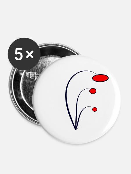 Fantasieblume - Buttons klein 25 mm (5er Pack) - Weiß