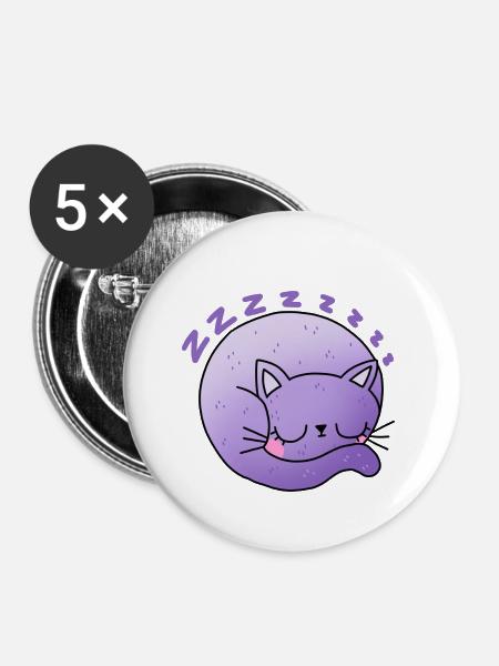 Schläfrige Katze - Buttons klein 25 mm (5er Pack) - Weiß