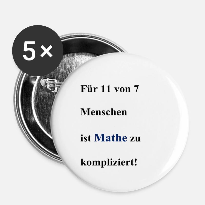 Math is too complicated! - Buttons small 1''/25 mm (5-pack) - white