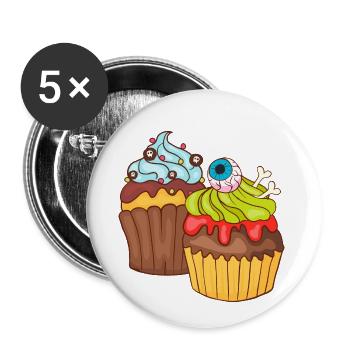 Gâteau au muffin Halloween - Lot de 5 petits badges (25 mm) - blanc - Devant