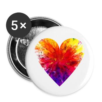 Coeur coloré spécial - Lot de 5 petits badges (25 mm) - blanc - Devant