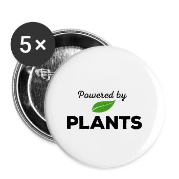 Powered by PLANTS - Buttons klein 25 mm (5er Pack) - Weiß - Vorne