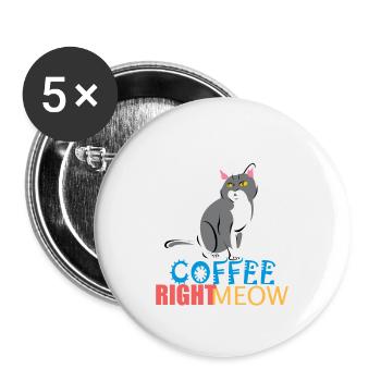 Cat Coffe Miau/Meow - Buttons small 1''/25 mm (5-pack) - white - Front