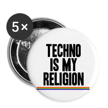 Techno is my religion LGBT rainbow gift idea - Buttons small 1''/25 mm (5-pack) - white - Front