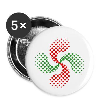 Croix Basque - Lot de 5 petits badges (25 mm) - blanc - Devant