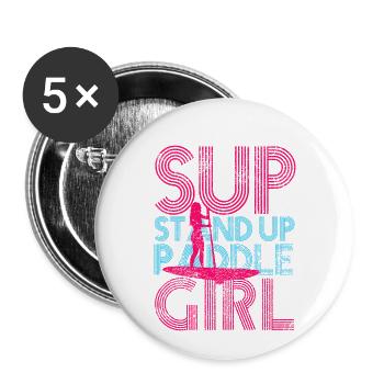 Stand up paddle girl - Buttons small 1''/25 mm (5-pack) - white - Front