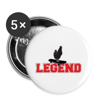 POULET SUR SKATEBOARD CADEAU AMUSANT POUR LES PATINEURS - Lot de 5 petits badges (25 mm) - blanc - Devant