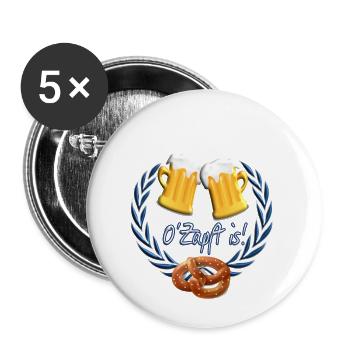 O Zapft est - Munich, pain d'épices à cœur de Maß - Lot de 5 petits badges (25 mm) - blanc - Devant