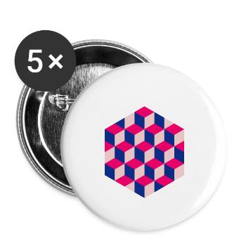 Escher's cubes - Buttons small 1''/25 mm (5-pack) - white - Front