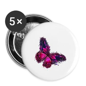 Butterfly Pink bright glowing - Buttons small 1''/25 mm (5-pack) - white - Front