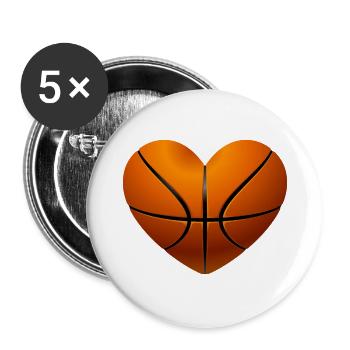 Basketball heart gift - Buttons small 1''/25 mm (5-pack) - white - Front