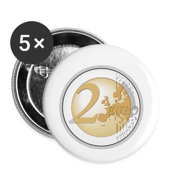 2 € Euro coin - Buttons small 1''/25 mm (5-pack) - white - Front