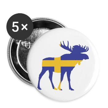 Schwedischer Elch - Buttons klein 25 mm (5er Pack) - Weiß - Vorne
