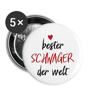 Bester Schwager Der Welt - Spruch Geschenk - Buttons klein 25 mm (5er Pack) - Weiß - Vorne