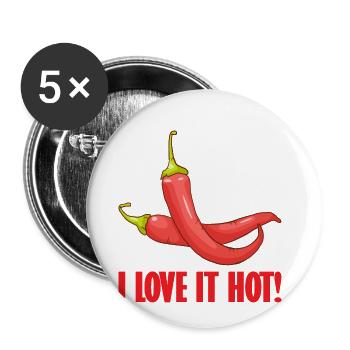 Chili Paprika Peperoni Chilischote Scharf Essen - Buttons klein 25 mm (5er Pack) - Weiß - Vorne