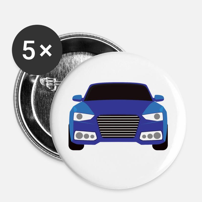 Blue car graphic design - Buttons small 1''/25 mm (5-pack) - white