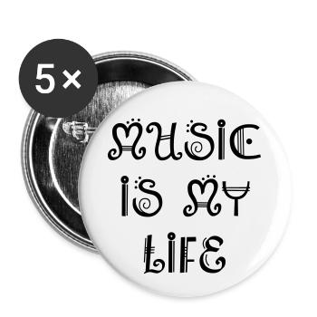 MUSIC - Buttons klein 25 mm (5er Pack) - Weiß - Vorne
