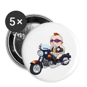 Cool Motorcycle Chopper Biker Baby Punker Peace - Buttons small 1''/25 mm (5-pack) - white - Front