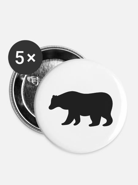 Bear - Buttons klein 25 mm (5er Pack) - Weiß